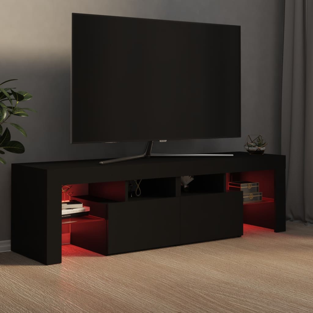 Meuble TV avec éclairage LED noir 140x36,5x40 cm