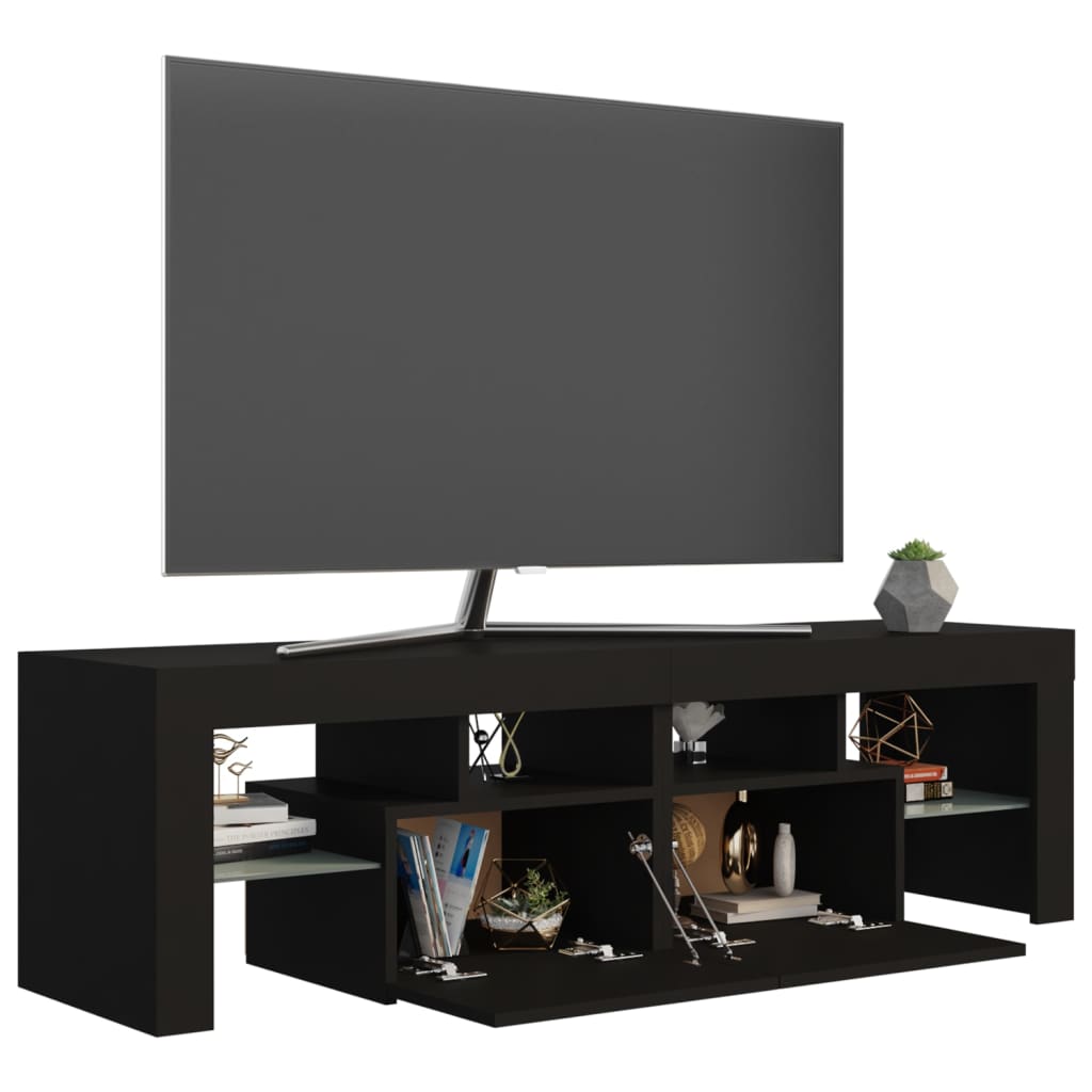Meuble TV avec éclairage LED noir 140x36,5x40 cm