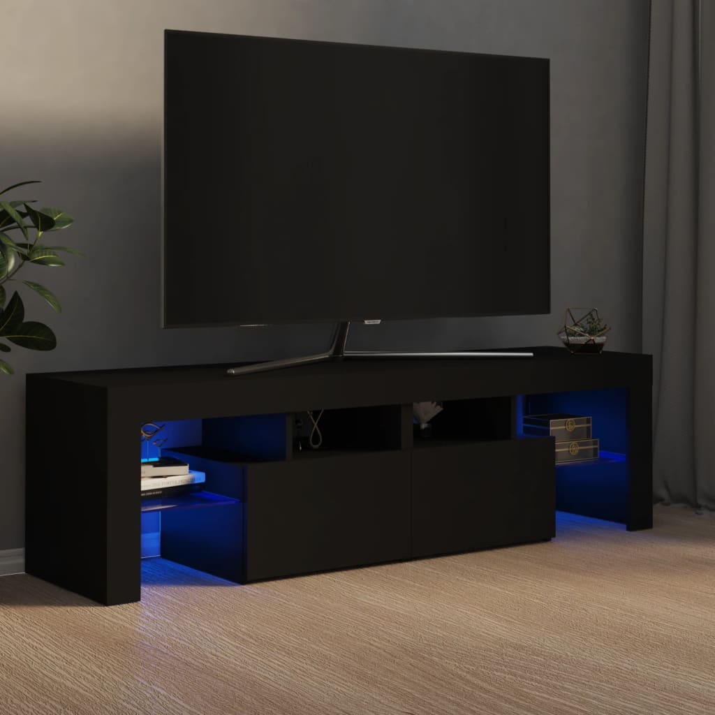 Meuble TV avec éclairage LED noir 140x36,5x40 cm