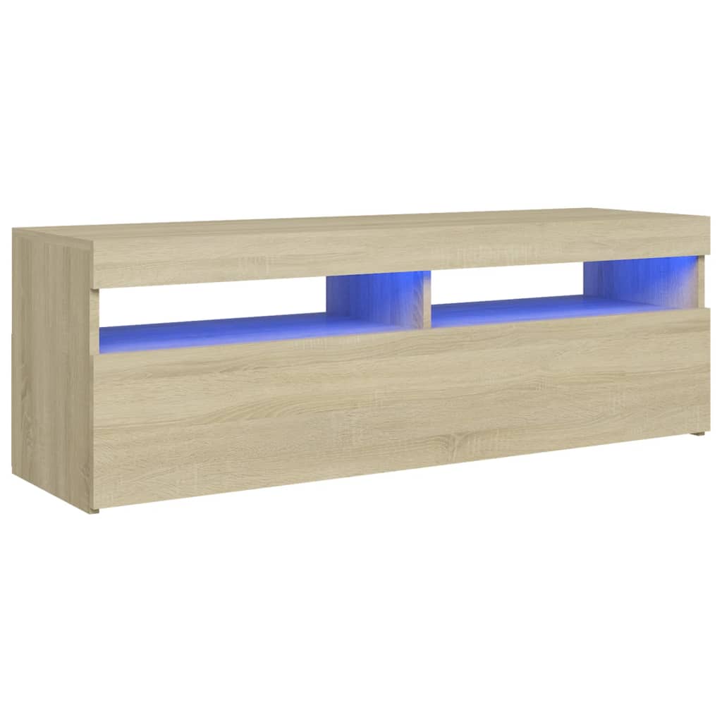 Meuble TV avec lumières LED Chêne Sonoma 120x35x40 cm