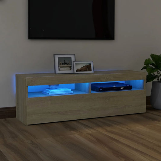 Meuble TV avec lumières LED Chêne Sonoma 120x35x40 cm