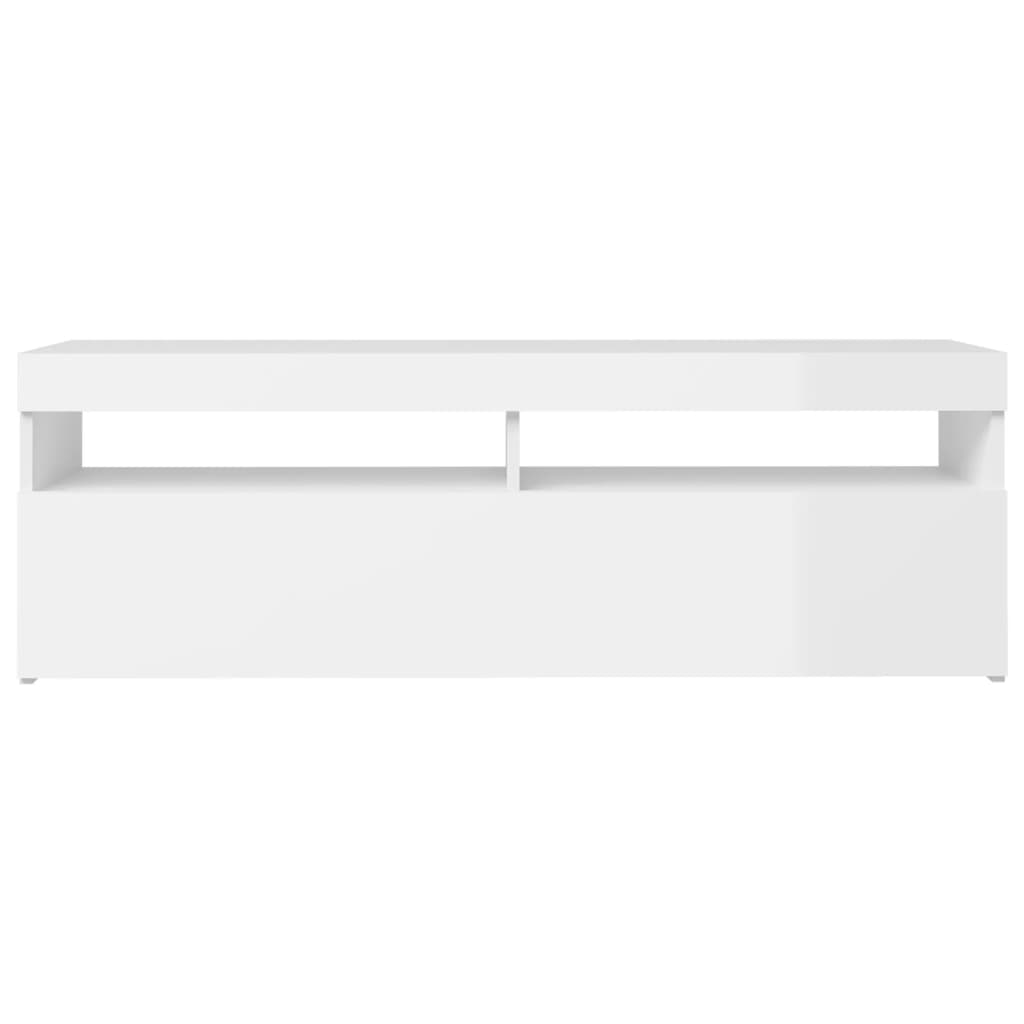 TV cabinet with LED lights high-gloss white 120x35x40 cm