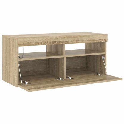 TV-Schrank mit LED-Leuchten Sonoma-Eiche 90x35x40 cm