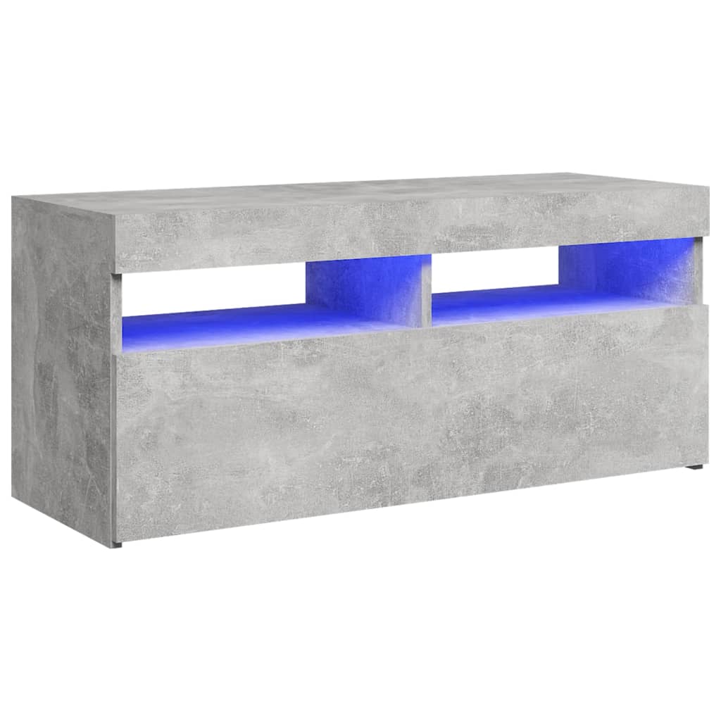 TV cabinet with LED lights concrete grey 90x35x40 cm