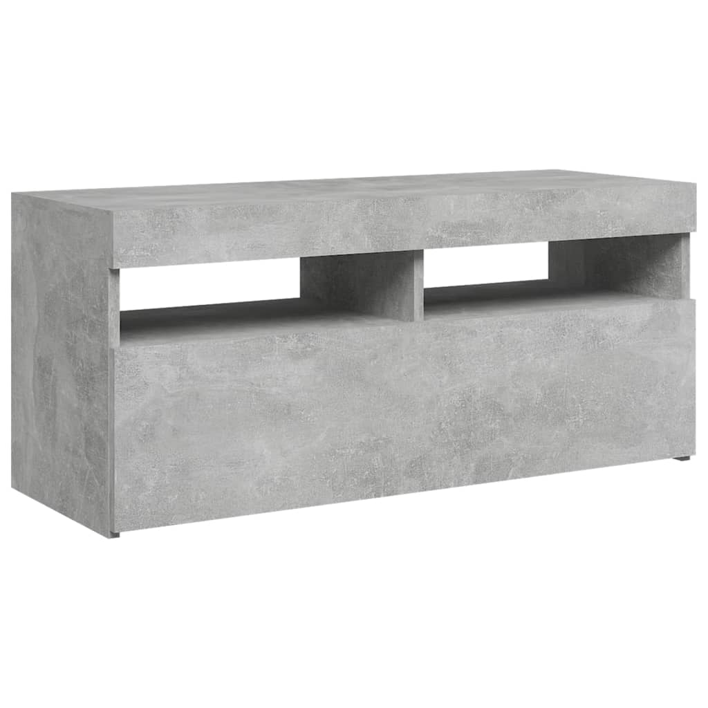 TV cabinet with LED lights concrete grey 90x35x40 cm