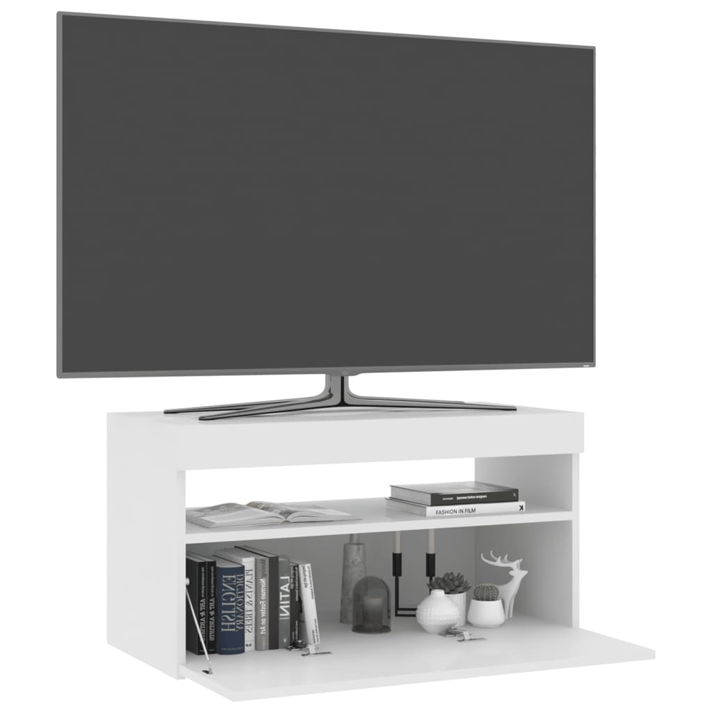 Meuble TV avec lumières LED blanc 75x35x40 cm