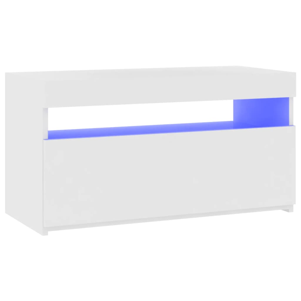 Meuble TV avec lumières LED blanc 75x35x40 cm