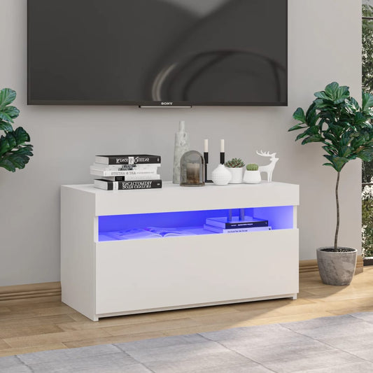 Meuble TV avec lumières LED blanc 75x35x40 cm