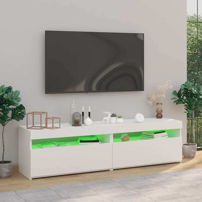 TV-Schränke 2 Stk. mit LED-Leuchten Weiß 75x35x40 cm
