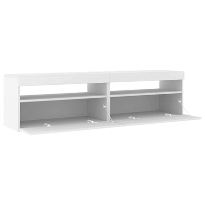 TV-Schränke 2 Stk. mit LED-Leuchten Weiß 75x35x40 cm