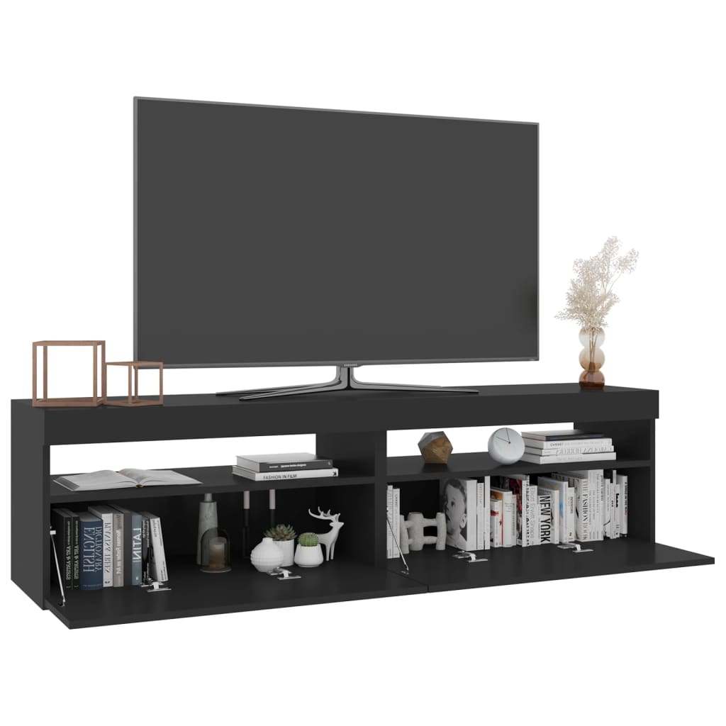 Meubles TV 2 pcs. avec lumières LED noir 75x35x40 cm