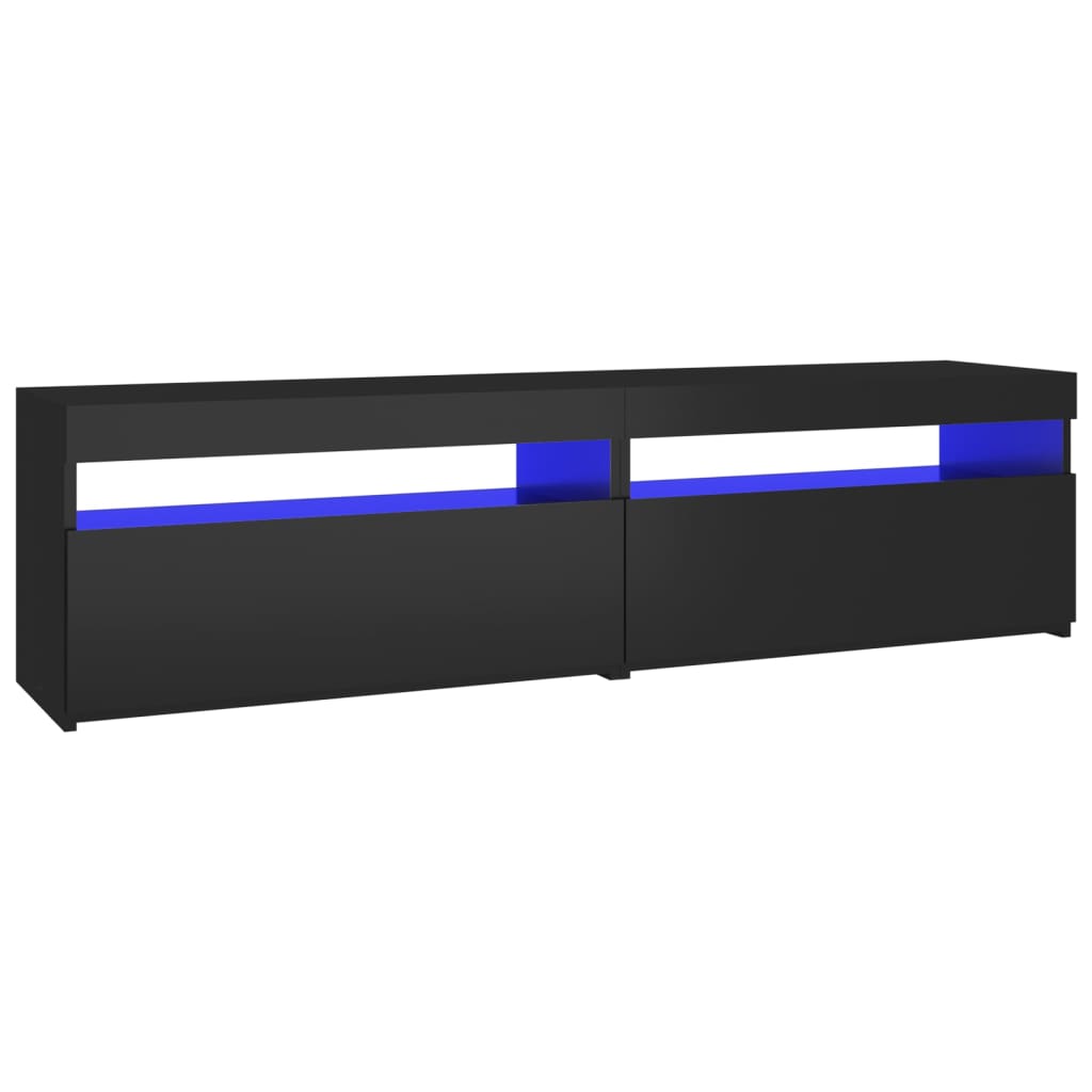 Meubles TV 2 pcs. avec lumières LED noir 75x35x40 cm