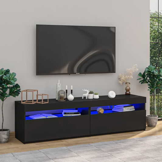 Meubles TV 2 pcs. avec lumières LED noir 75x35x40 cm