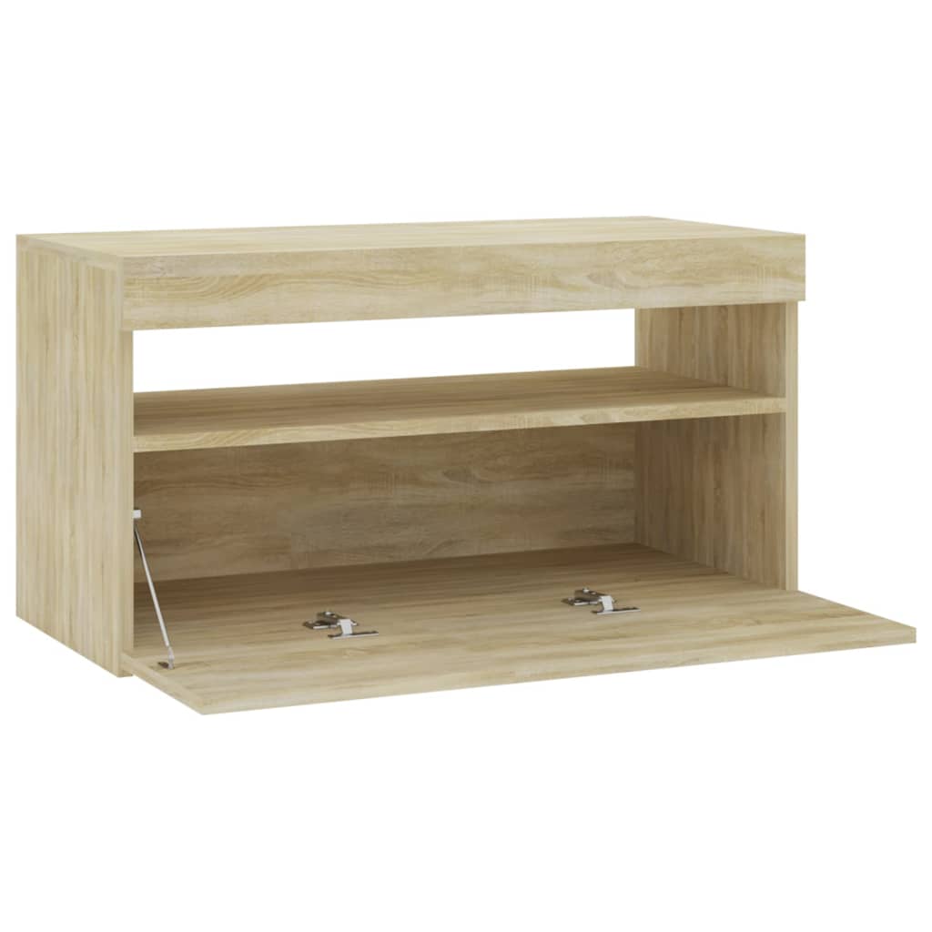 Meuble TV avec lumières LED Chêne Sonoma 75x35x40 cm
