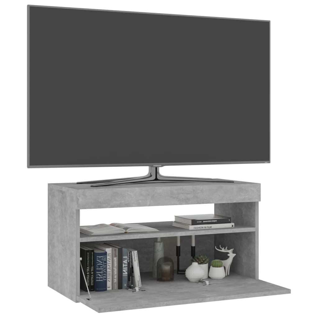 TV cabinet with LED lights concrete grey 75x35x40 cm