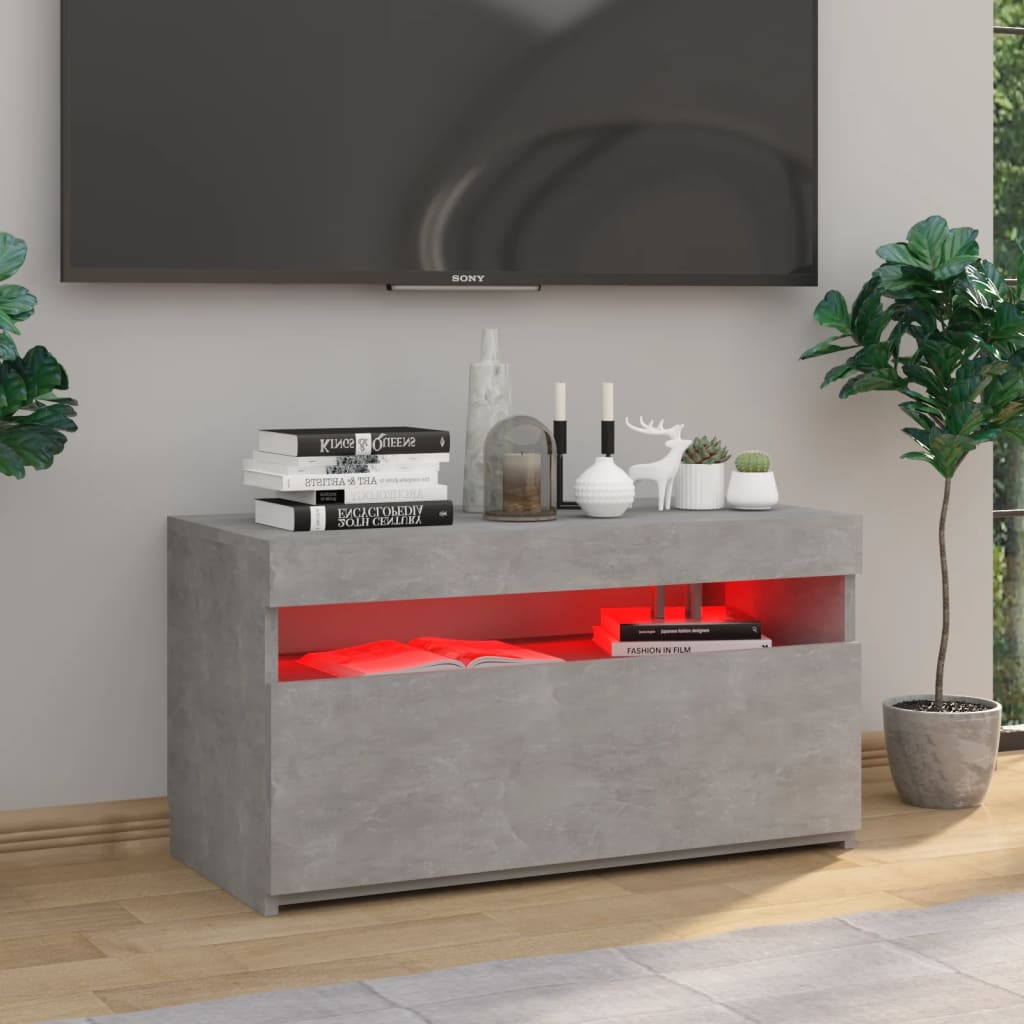 TV cabinet with LED lights concrete grey 75x35x40 cm