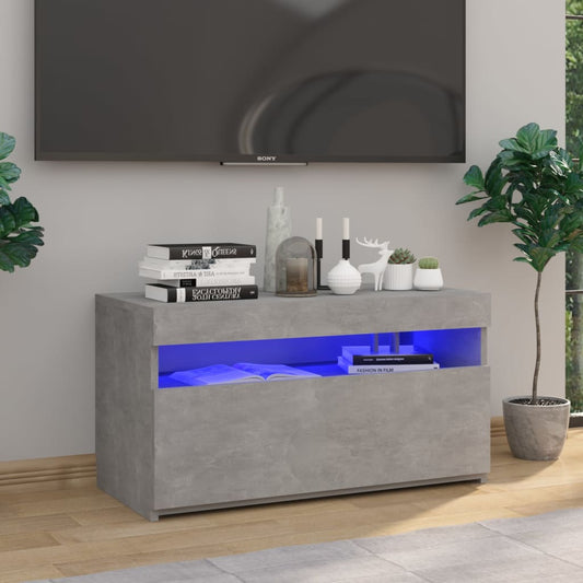 TV cabinet with LED lights concrete grey 75x35x40 cm
