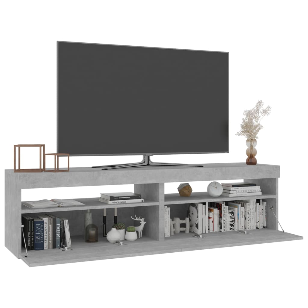 Meubles TV 2 pièces avec lumières LED gris béton 75x35x40 cm