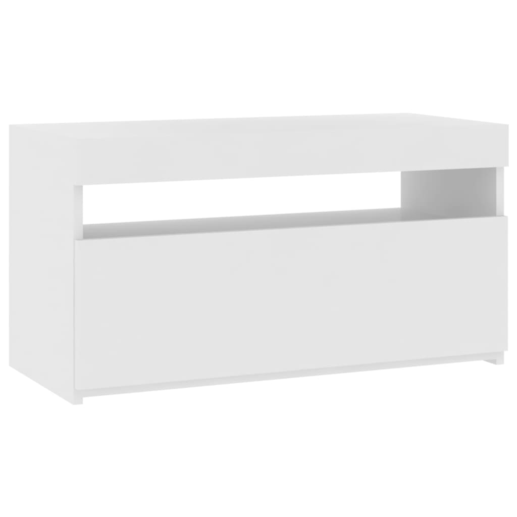 TV cabinet with LED lights high-gloss white 75x35x40 cm