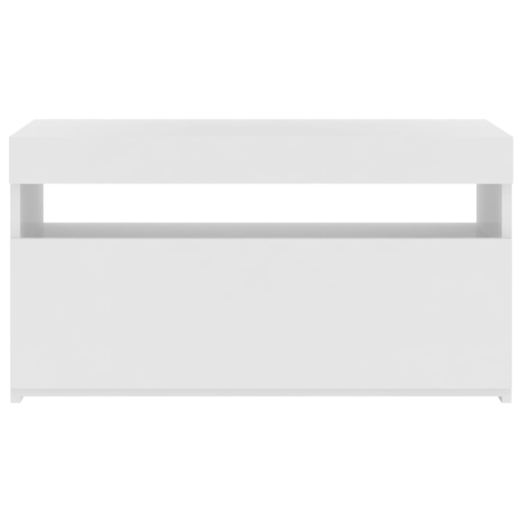 TV cabinet with LED lights high-gloss white 75x35x40 cm