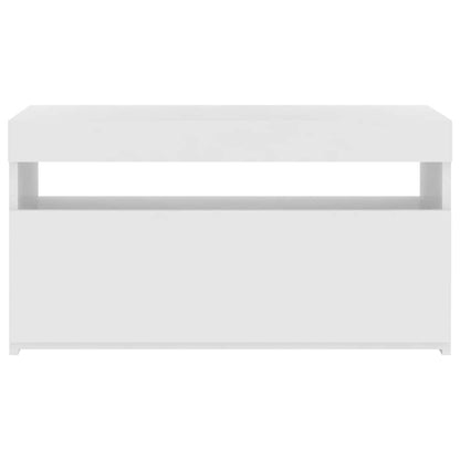 TV-Schrank mit LED-Leuchten Hochglanz-Weiß 75x35x40 cm