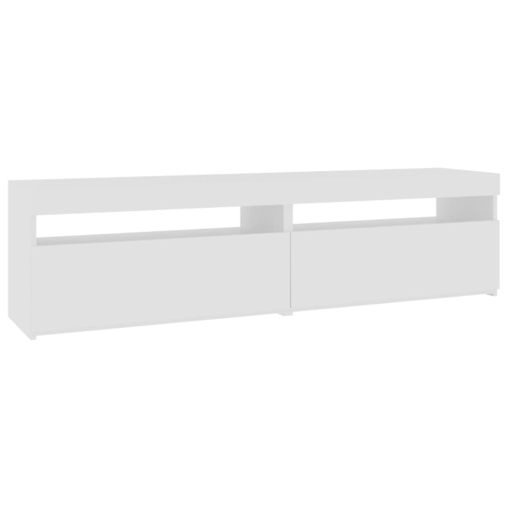 Meubles TV 2 pièces avec lumières LED blanc brillant 75x35x40 cm