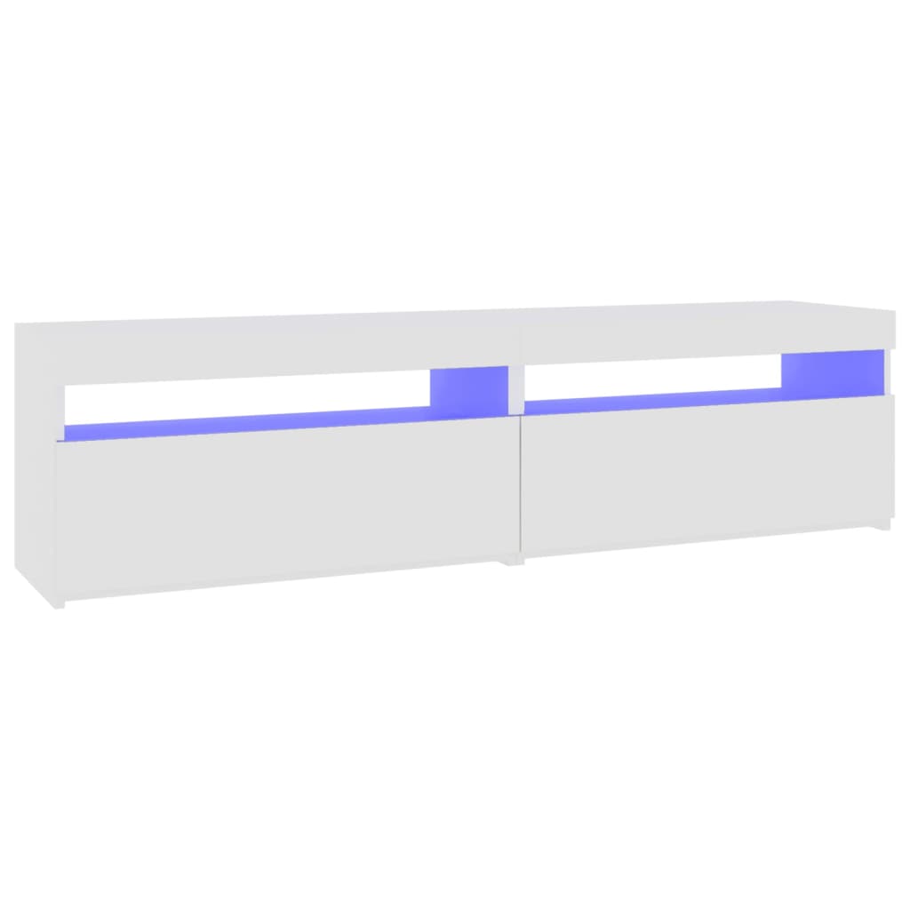 Meubles TV 2 pièces avec lumières LED blanc brillant 75x35x40 cm