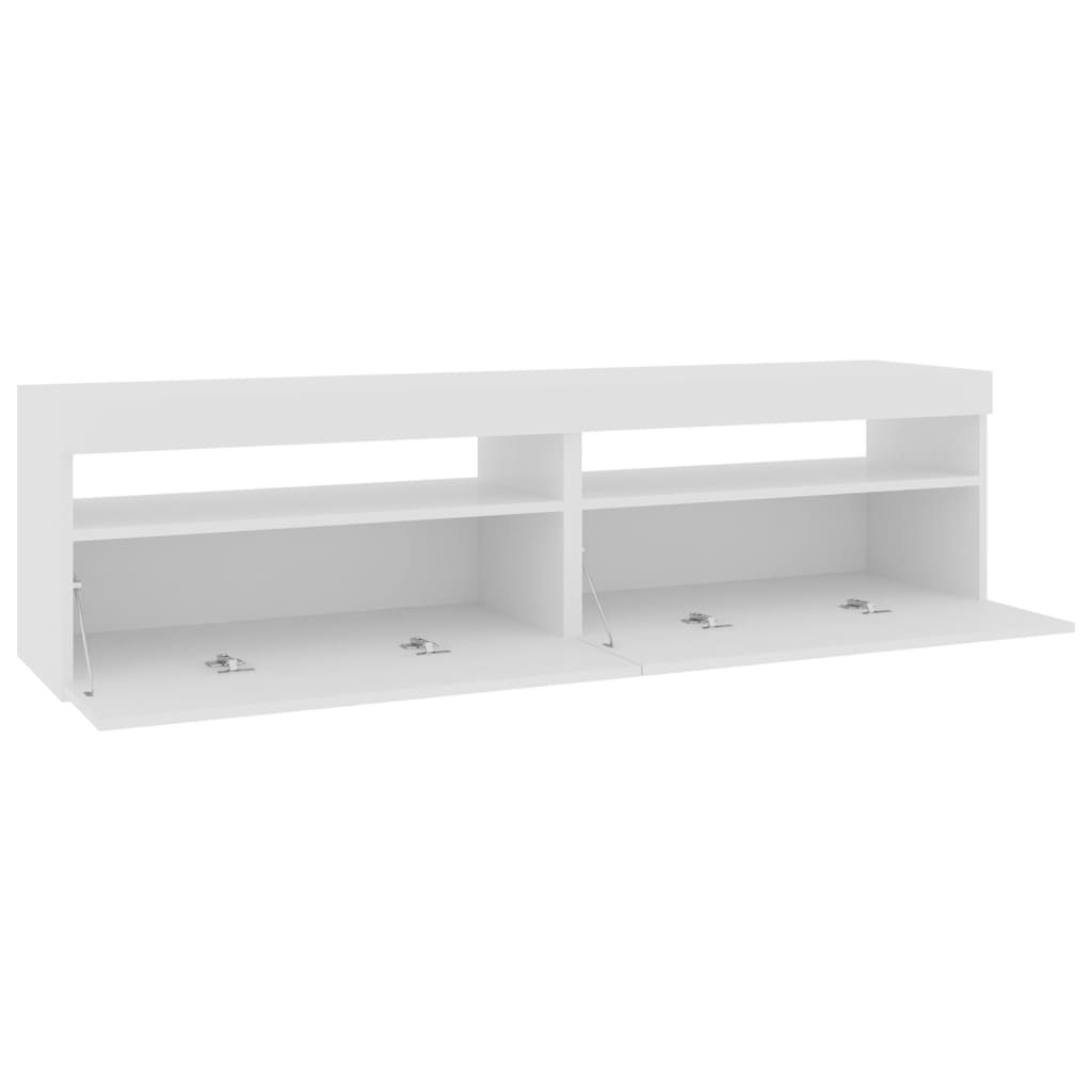 Meubles TV 2 pièces avec lumières LED blanc brillant 75x35x40 cm