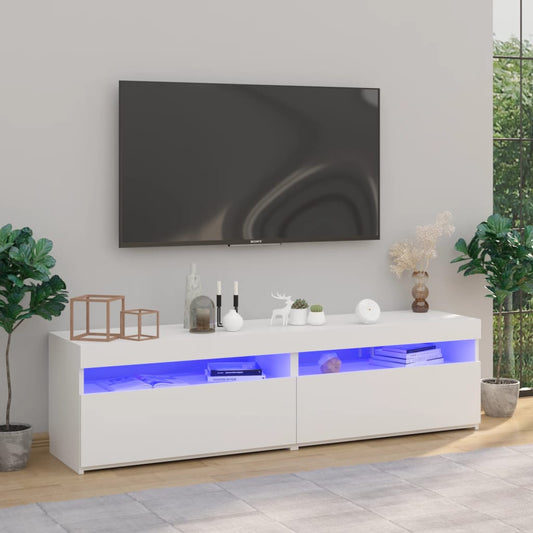 Meubles TV 2 pièces avec lumières LED blanc brillant 75x35x40 cm