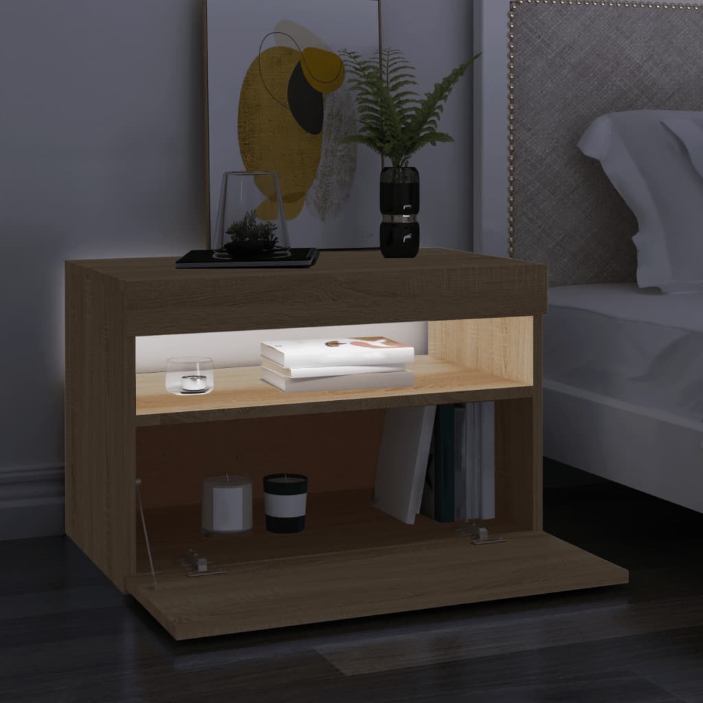 Meuble TV avec lumières LED Chêne Sonoma 60x35x40 cm