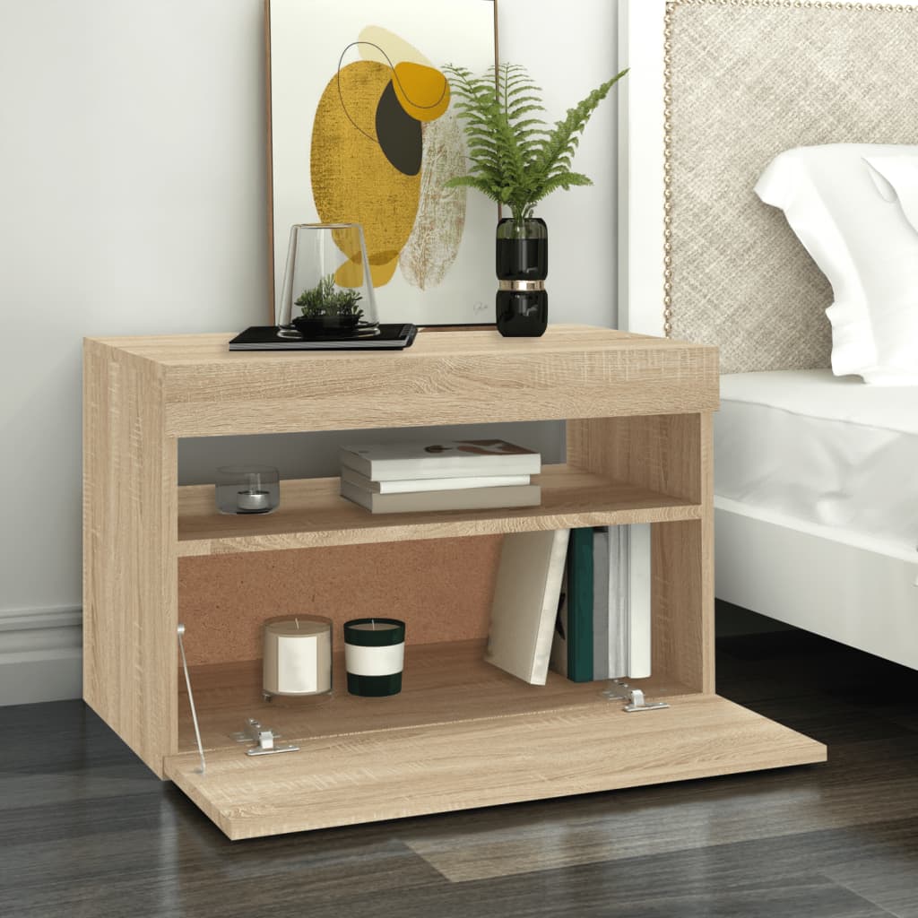 Meuble TV avec lumières LED Chêne Sonoma 60x35x40 cm