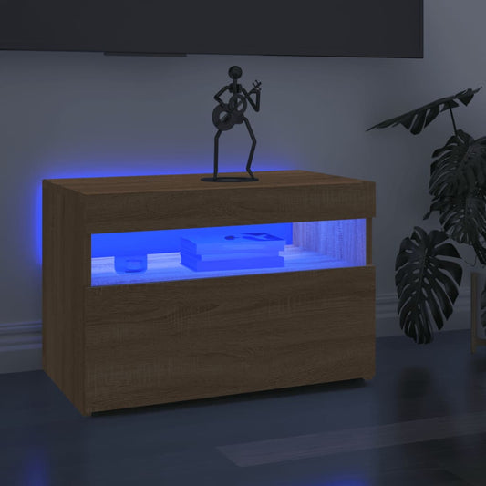 Meuble TV avec lumières LED Chêne Sonoma 60x35x40 cm