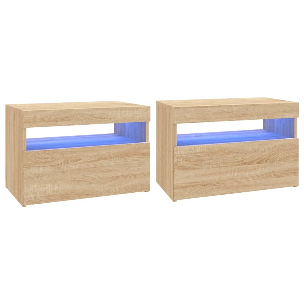 Meubles TV lumières LED 2 pcs. Chêne Sonoma 60x35x40 cm