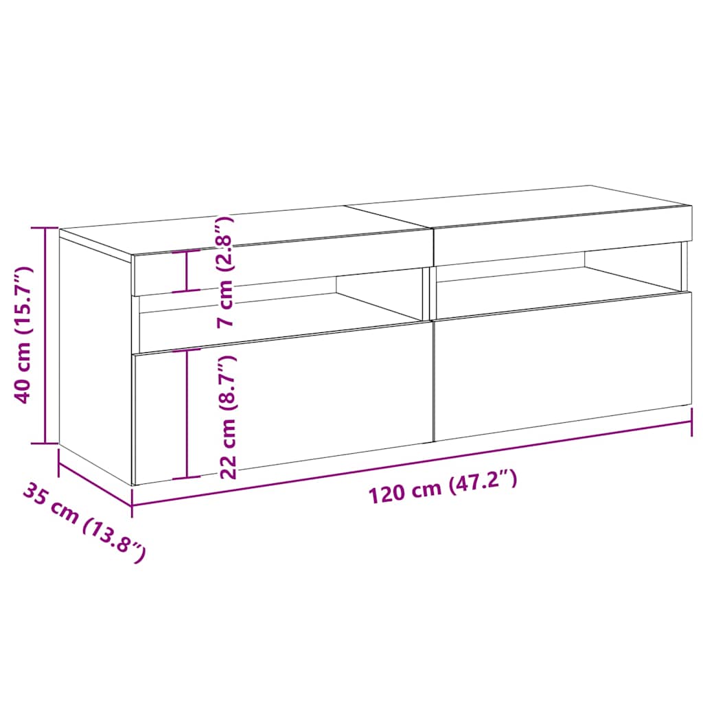 TV-Schränke LED-Leuchten 2 Stk. Sonoma-Eiche 60x35x40 cm