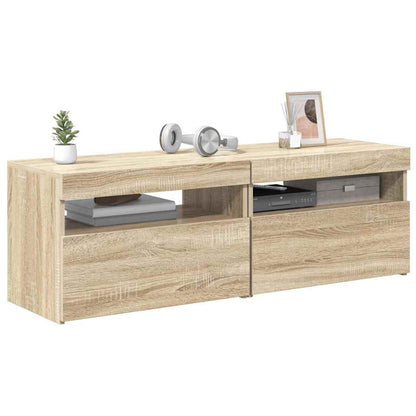 TV-Schränke LED-Leuchten 2 Stk. Sonoma-Eiche 60x35x40 cm