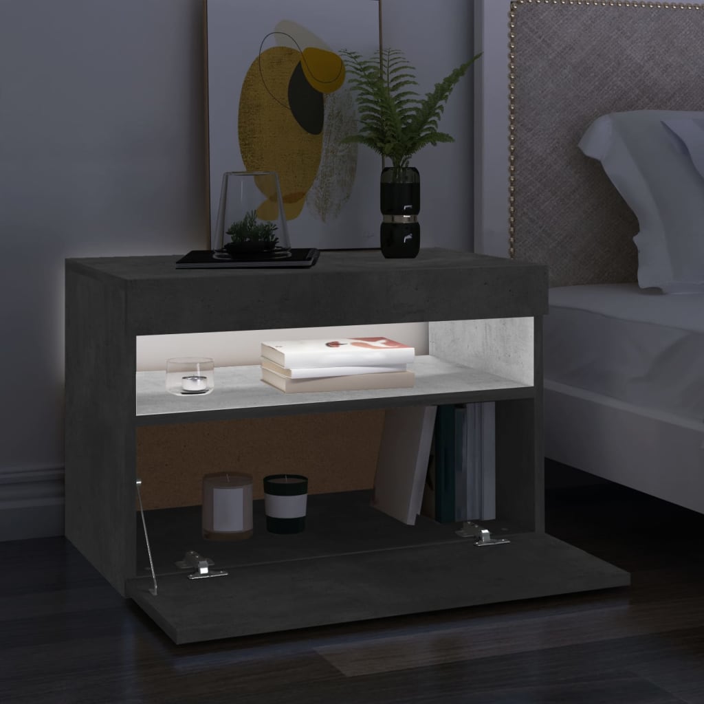 TV cabinet with LED lights, concrete grey, 60 x 35 x 40 cm