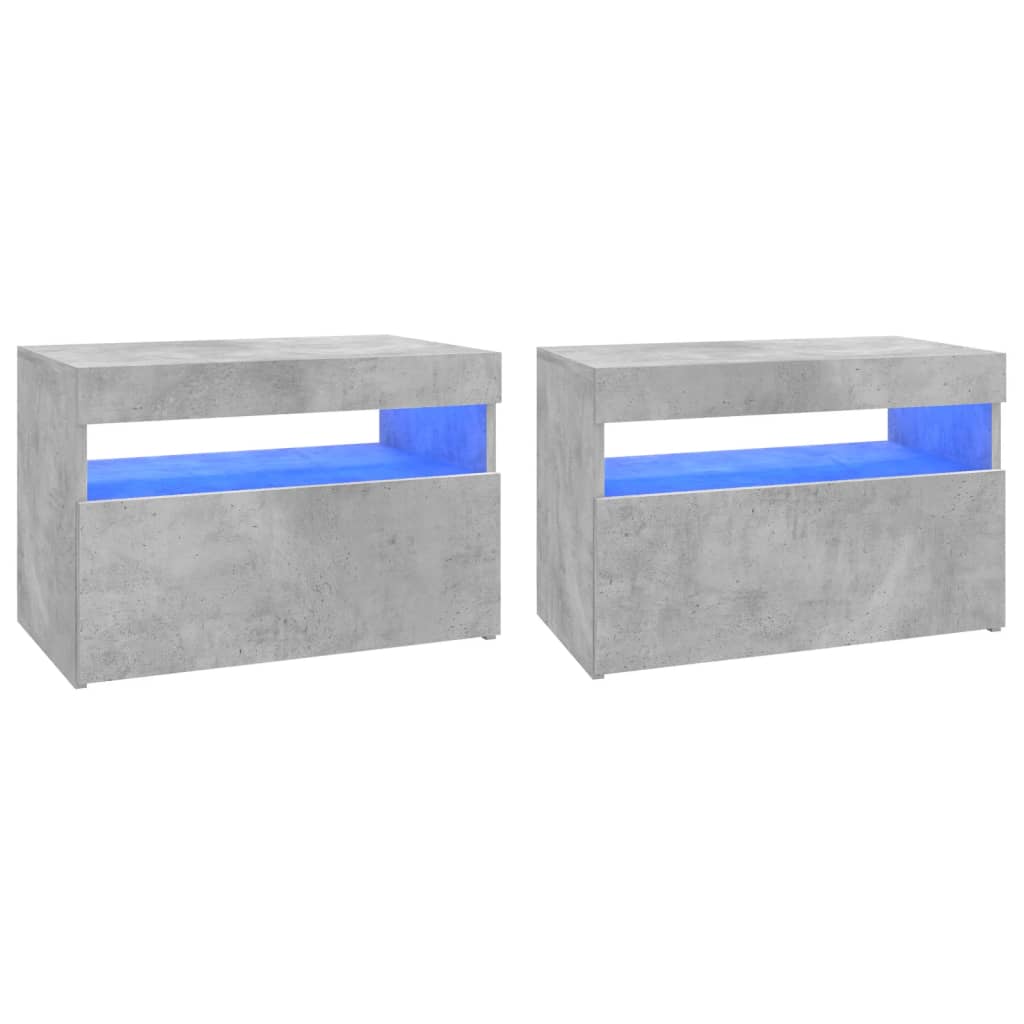 Meubles TV lumières LED 2 pcs gris béton 60x35x40 cm