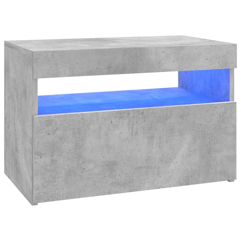 Meubles TV lumières LED 2 pcs gris béton 60x35x40 cm