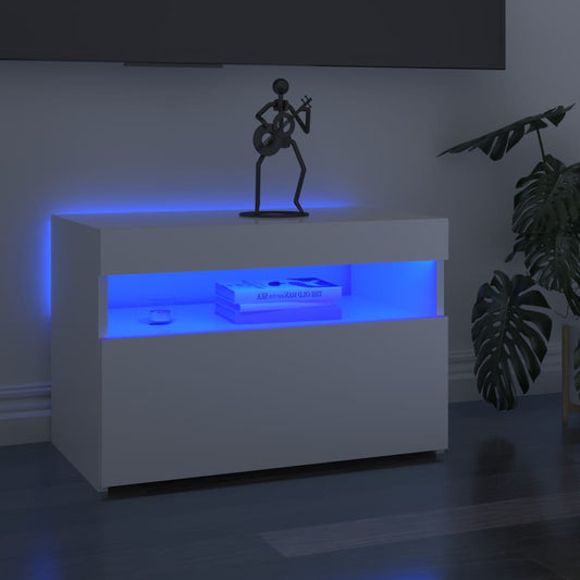 Meubles TV avec lumières LED 2 pcs. blanc brillant 60x35x40 cm