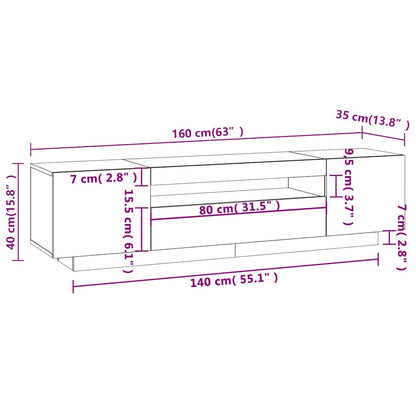 TV-Schrank mit LED-Leuchten Weiß 160x35x40 cm
