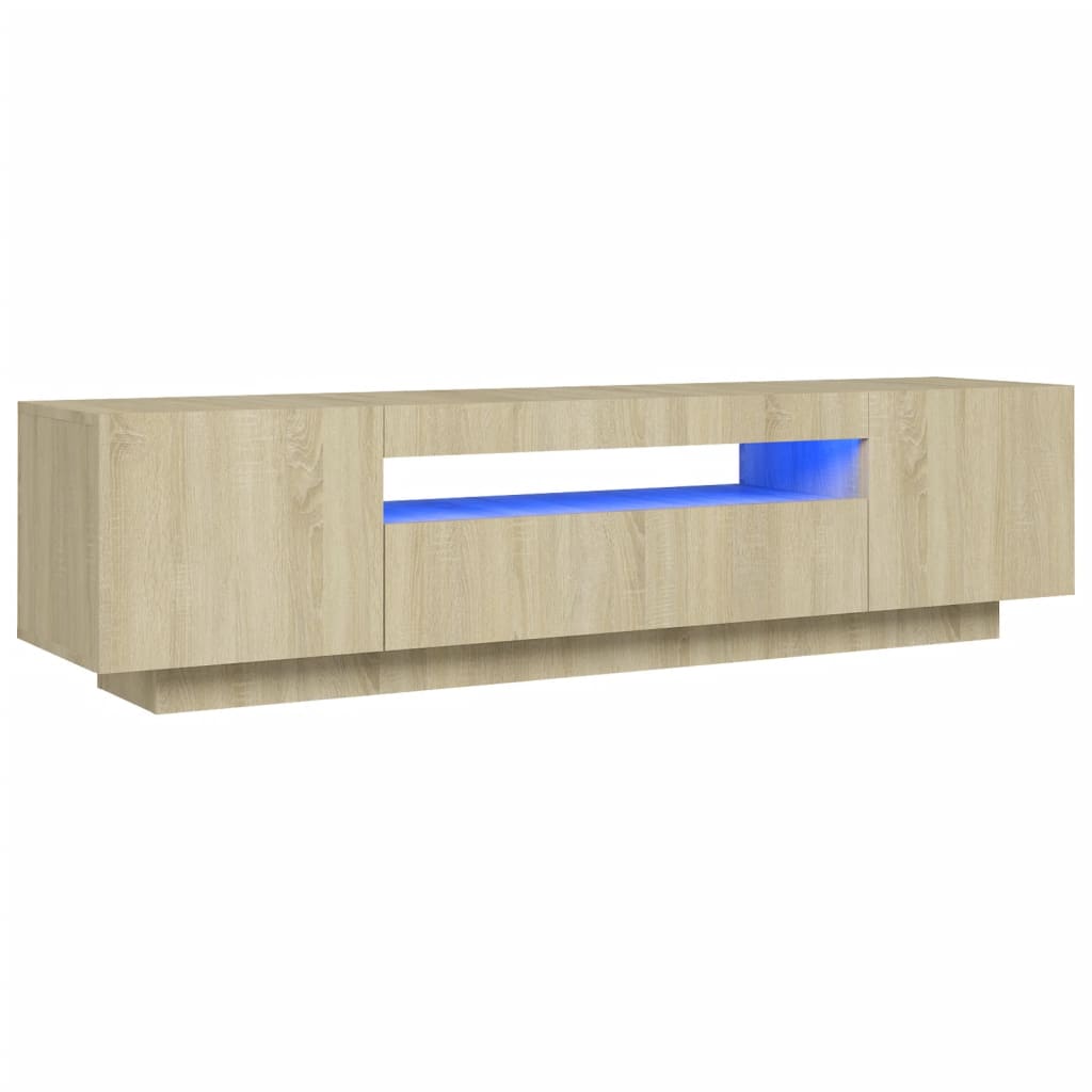 Meuble TV avec lumières LED Chêne Sonoma 160x35x40 cm