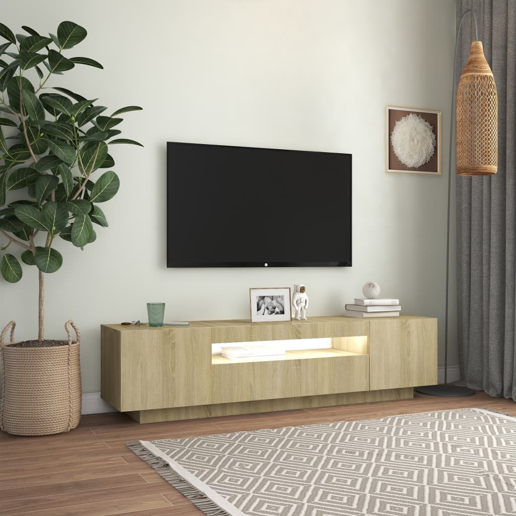 Meuble TV avec lumières LED Chêne Sonoma 160x35x40 cm