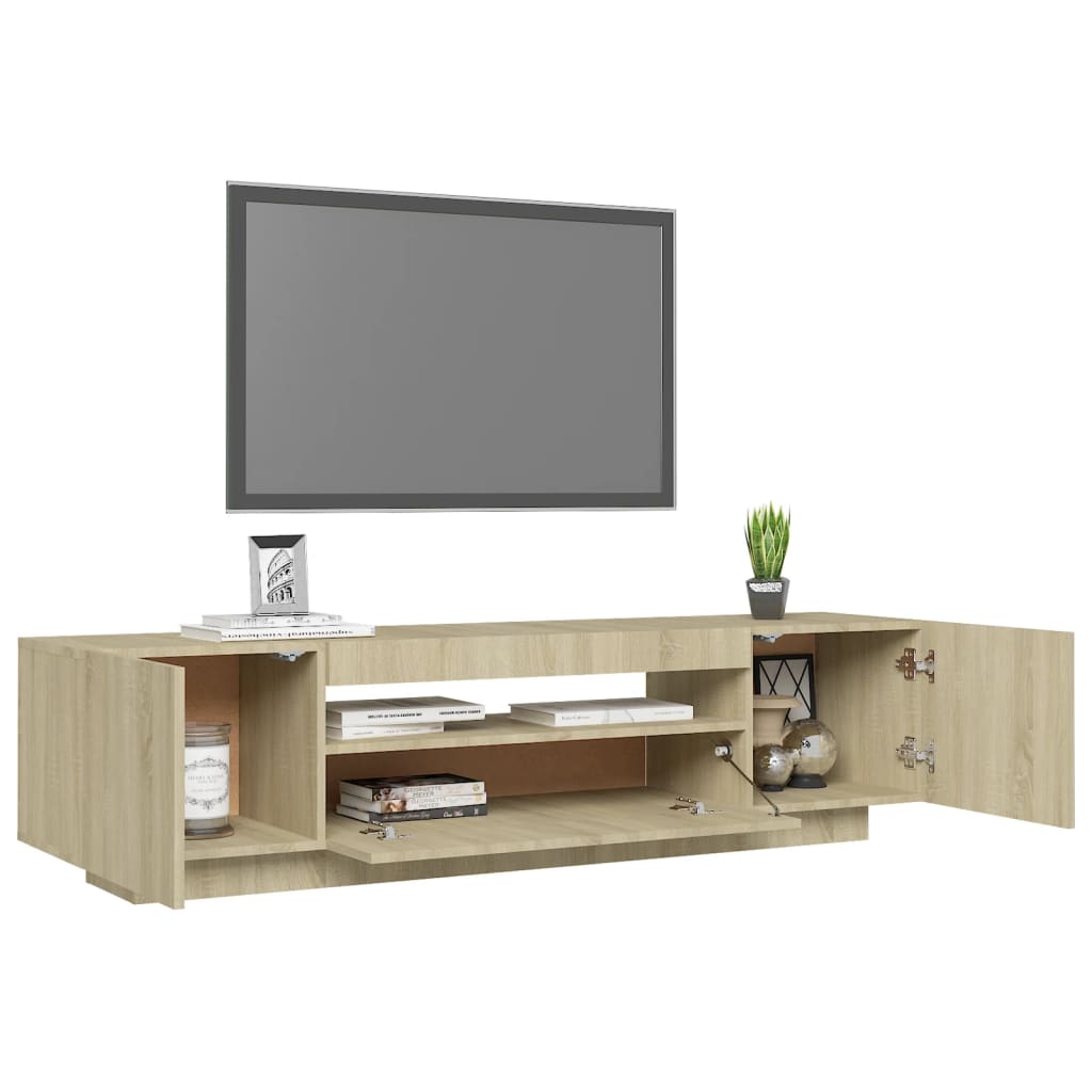 Meuble TV avec lumières LED Chêne Sonoma 160x35x40 cm