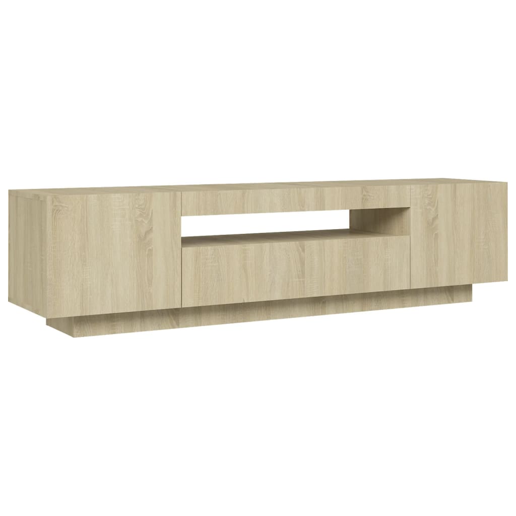 Meuble TV avec lumières LED Chêne Sonoma 160x35x40 cm