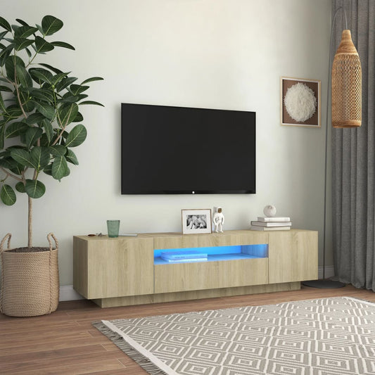 Meuble TV avec lumières LED Chêne Sonoma 160x35x40 cm