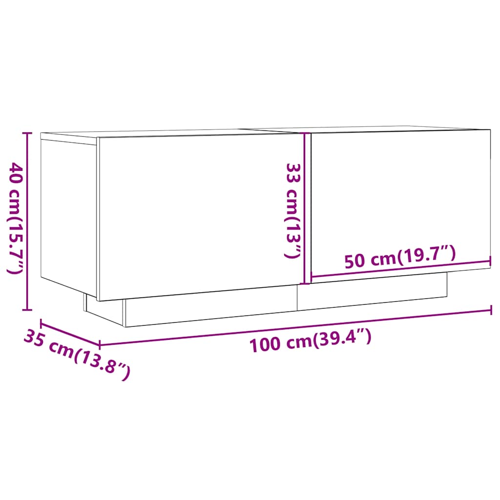 Meuble TV chêne Sonoma 100x35x40 cm matériau bois