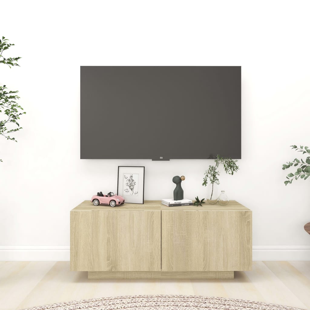 Meuble TV chêne Sonoma 100x35x40 cm matériau bois