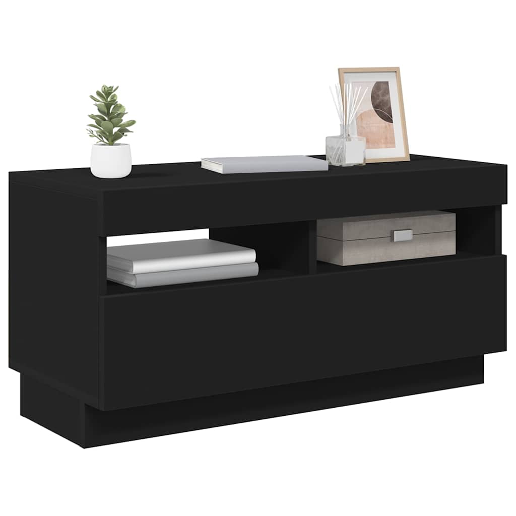 TV-Schrank mit LED-Leuchten Schwarz 80x35x40 cm