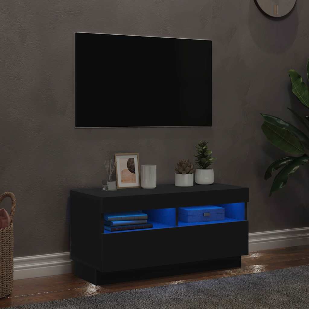 TV-Schrank mit LED-Leuchten Schwarz 80x35x40 cm
