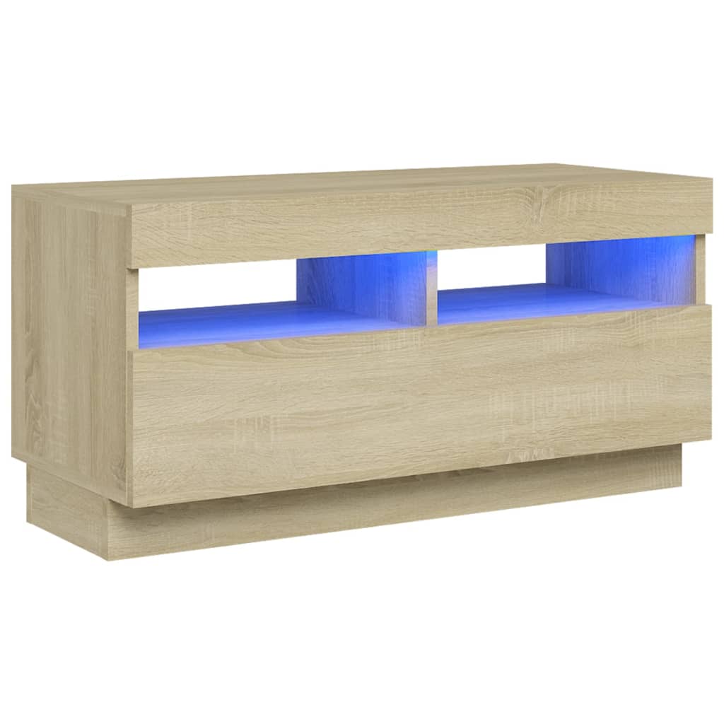 Meuble TV avec lumières LED Chêne Sonoma 80x35x40 cm